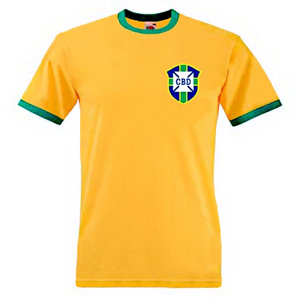 Camiseta Brasil Primera equipo Retro 1970 Amarillo